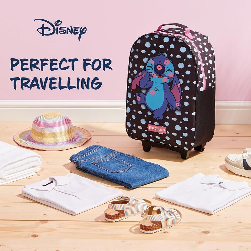 Disney Kids Rolling Luggage 16×11 in, 16‑L Carry‑On Suitcase with Wheels, Foldable Lightweight Travel Bag, Gifts for Kids(Black Stitch) - Image 2